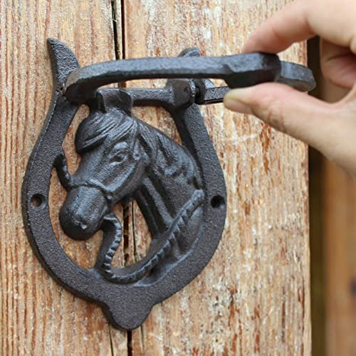 AZICYN Türklopfer Pferd Türklopfer, Schwarze robuste Türklopfer aus Gusseisen, personalisierte antike Türklopfer für Haustürmöbel