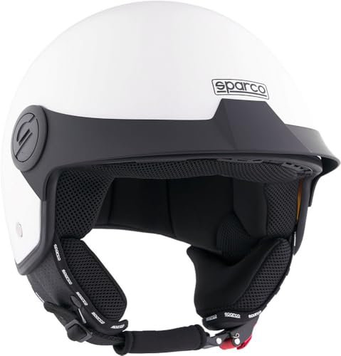 SPARCO 95137 Demi-Jet Helm mit Schirm für weiße Motorräder mit ABS-Schale Größe M, M