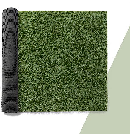 Paco Home Erba Sintetica per Giardino Balcone Terrazza Tappeto Erboso Interno Esterno Tappeto Lavabile Naturale Morbido, Model:14mm, Dimensione:100x100cm