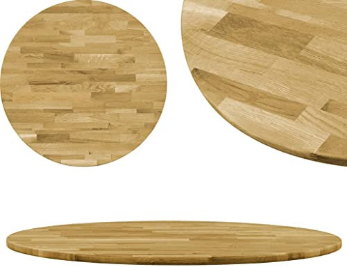 DCRAF Möbel Tischplatte Eiche massiv rund 23mm 700mm
