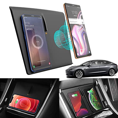Wireless Car Charger Accessories Qi 15W MAX for Tesla Model 3 (Between June and October 2020)/Model Y 2020, for All Qi Phone S21/S20/S10