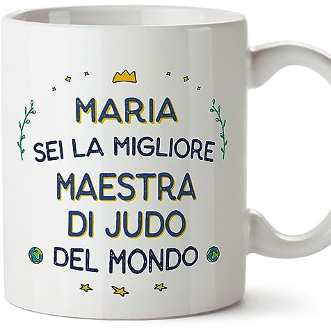 Mugffins Tazza Personalizzata in ceramica per MAESTRA DI JUDO donna 11 oz / 350 ml - In italiano - Migliore del Mondo - Idea regalo per compleanno, anniversario, natale, laurea