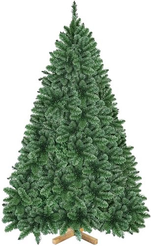 Yaheetech Árbol de Navidad Artificial de 183 cm con 903 Puntas, Resistente al Fuego, PVC, Incluye Soporte de Metal con Vetas de Madera de Abeto, Color Verde