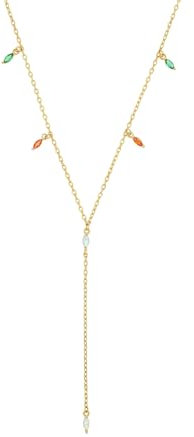 Amor Kette mit Anhänger 925 Sterling Silber Damen Halsschmuck, mit Zirkonia synth., Opal synth., 42+3 cm, Gold, Kommt in Schmuck Geschenk Box, 2037007