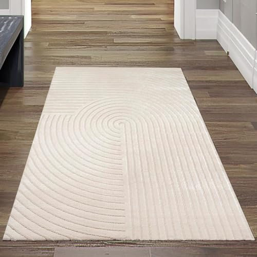 Moderner Teppich mit Bogen Muster in Beige Größe 80 x 300 cm