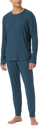 Schiesser Herren Schlafanzug Lang - Weiches Flanell Modern Nightwear Pyjamaset, Dunkelblau_181919, 54 EU