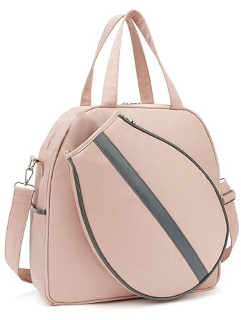 FAIRE Tennistasche Damen, Tennistaschen mit Abnehmbarem Schultergurt Tennistasche, für Mittelgroße Tennisschläger, Badminton-Squashschläger, Geschenke für Damen (Color : Pink)