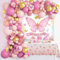 Kit Arco Globo Mariposa Oro Rosa, 101pcs Decoración Cumpleaños Niña con Guirnalda Globos Dorado Rosa Pegatina Telón de Fondo Mantel para Deco Fiesta de Feliz Cumpleaños Princesa