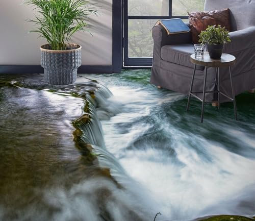 Benutzerdefinierte Selbstklebende Boden Wandtapete 3D Rocky River, 430 * 300cm 3D Boden Wandaufkleber Removable Decals Vinyl Art Wohnzimmer Dekore Wandtattoo