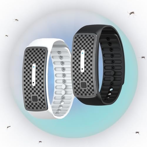 ZVD Lot De 2 Bracelet Anti-Moustiques,Moustiques À Ultrasons,Électronique Répulsif,Étanche,USB Rechargeable,Enfants et Femmes Enceintes,Adultes Sont Applicables.(Noir-Blanc)
