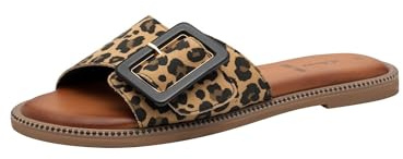 s.Oliver Damen sommerliche Pantolette flach, Multicolor(Leopard), 36