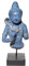 Shiva Statue handbemalt 40cm - Traditionelle Hindu Gottheit in Blau-Gold auf schwarzem Holzsockel - ca. 2kg schwere spirituelle Dekoration für Innenbereich
