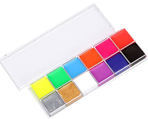 12 colores al óleo de Halloween pintura corporal fluorescente brillante cara belleza maquillaje cara cuerpo maquillaje pintura