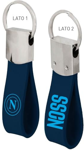 SSC NAPOLI Schlüsselanhänger aus Gummi und Metall mit Napoli-Logo und Schriftzug SSCN, Marineblau
