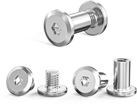 ORTAVA 30 Stück Verbindungsschrauben M5 x 10 mm (30 x Möbelschrauben, 30 x Hülsenschrauben), Edelstahl A2 V2A Schrankverbinder, Möbelverbinder, Schränken, Holzbrettern