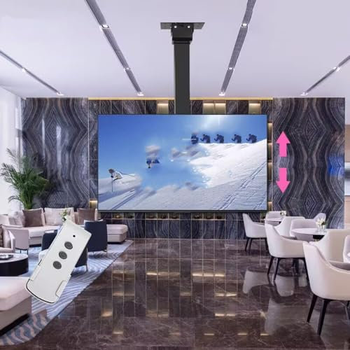 GUODDM Soporte De TV Motorizado Montado En El Techo, con Control Remoto Soporte De TV, Rotación Manual De 360° Elevador De TV Eléctrico Telescópico, Adecuado para Soporte De TV De 32-75 Pulgadas