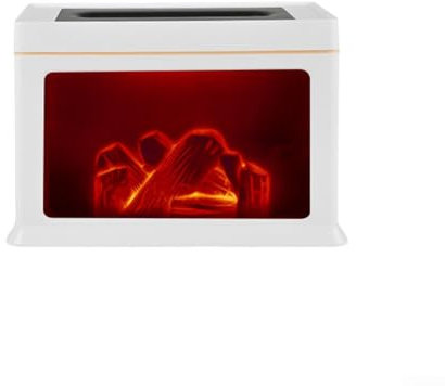 Feegow Difusor de aceite esencial Chimenea de llama, humidificador de aire para chimenea, sin agua, apagado automático, difusor de aceites esenciales para el hogar (blanco)