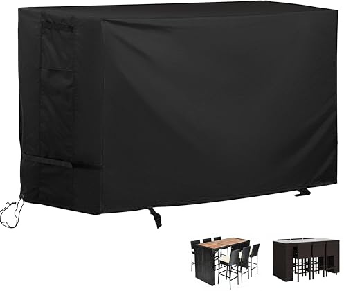Starcrew Bar Höhe Terrasse Set Abdeckung für 7-teiliges Patio Bar Esstisch und Stühle Set, Patio Bar Set Abdeckung für 6 Personen Outdoor Bar Höhe Tisch und Stühle
