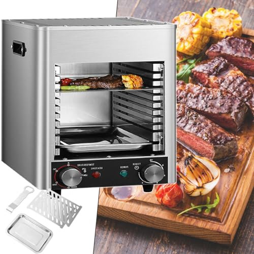 Kommerzieller Steakgrill, Tragbarer Rauchfreier Steakgrill, Schnellkochtopf Aus Edelstahl Zum Kochen Von Rindfleisch, HüHnchen Und GemüSe Im Innenbereich,110V