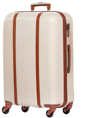 FERGÉ XL Großer Koffer Hartschale Milano Rollkoffer Reise-Koffer 77 cm Hartschalenkoffer Trolley 4 Rollen 100% ABS beige