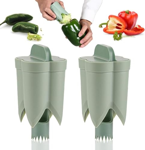 Raheem 2PCS Pepper Seed Corer Remover, 2 in 1 Bell Pepper Corer Fruit Corers Tool for Vegetables Easy to Use Durable Core Remover for Apple Pear Pineapple Kitchen Gadget