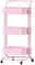 FUREINSTORE Carrito Auxiliar con Ruedas, Carro Organizador Metalico 3 Niveles Multiuso para Cocina, Baño, Dormitorio, Oficina, Fácil de Mover y Montar (Rosa)