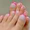 SXVME Hot Pink French Tip Press on Toes Nails Short Square, White Fake Toe Nails Glue on, Acrylic Toe Press on Nails for Women, Full Cover Glossy Gel ToeNails in 24 Pcs