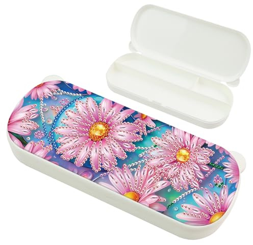 DCIDBEI Diamond Painting Trousse à Crayons Perle Diamant a Coller Trousse à Crayons Broderie Diamant Sac à Stylo Peinture Diamant Pencil Case pour Université Fournitures Scolaires et de Bureau Fleures