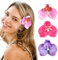 MBAIYO Haarspangen mit Hawaiianischen Blumen, 3er Böhmische Haarnadel mit Schmetterlingsorchidee & Perlen Künstliche Phalaenopsis Haarspange Flower Hair Clip Haarklammer für Frauen den Urlaub am Meer
