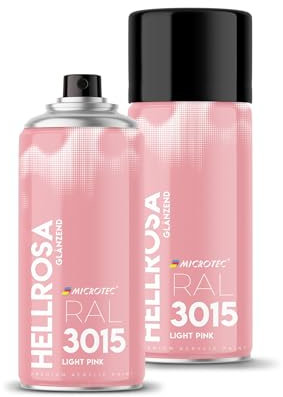 Microtec® Sprühlack | 400ml | hochwertiges Acryllackspray | matt oder glänzend | Sprühfarben für Metall, Holz, Kunststoff u.v.m. | große Farbauswahl (Hellrosa glänzend - RAL 3015)