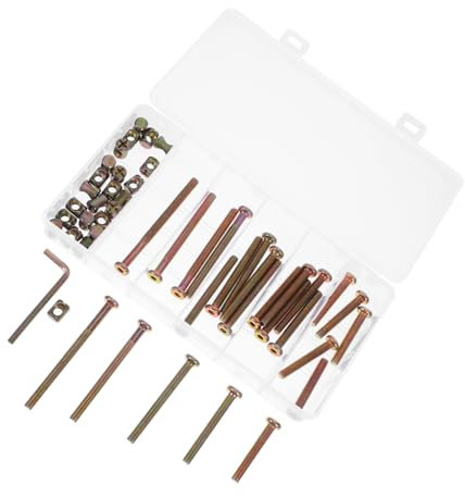KONTONTY 49Pcs Drive Screw and Barrel Nut Assortment Kit Versatile Metal for Furniture Repair Bed Frame Assembly and Gate Maintenance and Reliable