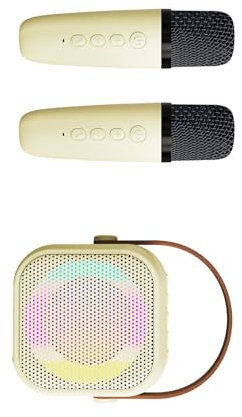 ZYHARUKO Small Bluetooth-compatible Karaoke Loudspeaker For Kids With 2 Microphones LED Light For Travel Birthday Party Portable Karaoke Machine With Microphones