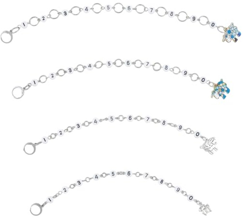 SUNNYCLUE 1 caja de 4 marcadores de Punto de Ganchillo, Cadena Contadora de Filas para Tejer, Bonitos Dijes de Oveja Esmaltados, Cuentas Redondas Número 0 9, cadenas Contadoras de Filas, Marcador de P