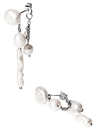 Purelei Pearl Symphony Ohrringe – 3-in-1 Look mit Barockperle – 18K vergoldeter Edelstahl – Tragemöglichkeiten: Stecker, Loop & Kettendetail – 4,9 g (Paar) (Silver)