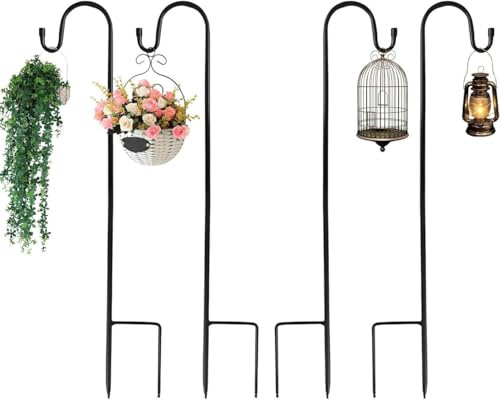 4 Stück Schäferhaken Garten,120cm schäferhaken mit Haken,laternenhalter