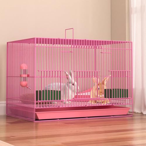 Klappbare Kaninchenkäfig Mit PVC Tablett, 1 cm Verschlüsselter Abstand, Mehrseitiges Design, Für Kaninchen/Katzen/Meerschweinchen, 2 Größen, 5 Farben(Pinks,50 * 33 * 33cm)