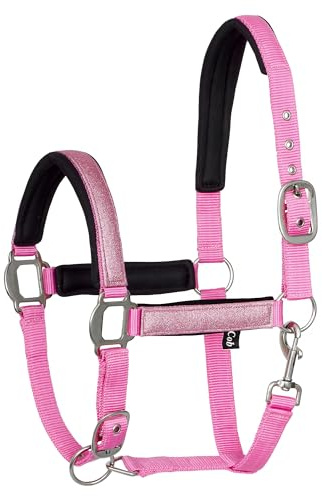 Start Neoprene Halfter für Pferd Warmblut, Vollblut – Stallhalfter, Weidehalfter, 2 Fach verstellbar an Kinnriemen und Genickstück, sicher & reißfest, Halfter Cob (Rosa, Cob (Vollblut))