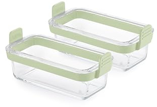 Lékué Rectangular Clear Glass Baskets for Air Fryer Set of 2