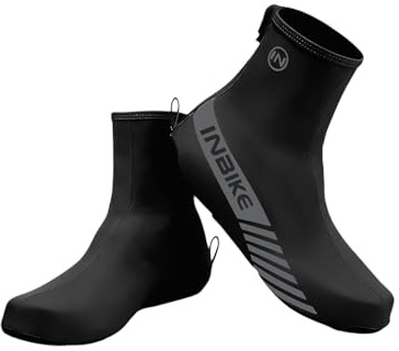 INBIKE Schuhüberzieher mit Schwarzen Reflexstreifen Perforierte Sohle rutschfest und Verschleißfest wasserdichte Fahrrad Überschuhe RH323