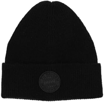 FC Bayern München Strickmütze Statement Unisex (Schwarz) I Wintermütze Beanie mit Umschlagsaum & Vereinswappen I Offiziell lizenziert