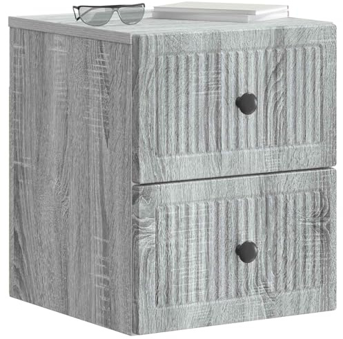 vidaXL Wandmontierter Nachttisch Graues Sonoma 33 x 34,5 x 40 cm, Retro Wohnzimmer Stauraum, rechteckige Wandmöbel, platzsparende Schränke, Coole Deko-Organizer