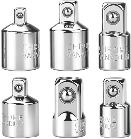 6PCs Impact Socket Adapter Set,1/2 3/8,1/2 1/4,3/8 1/4 Adapter Set | CR-V Steel Impact Driver Ratchet Adapters Reducer Sets,Socket Wrench Adapters Sets Nut Remover for Ratchets Docket
