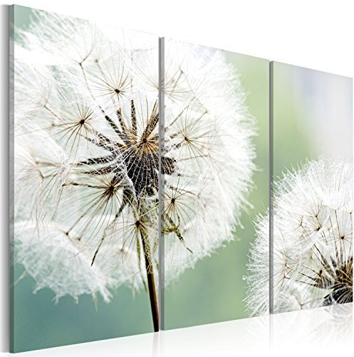 murando - Bilder Pusteblumen 135x90 cm Vlies Leinwandbild 3 Teilig Kunstdruck modern Wandbilder XXL Wanddekoration Design Wand Bild - Natur grün 030210-16