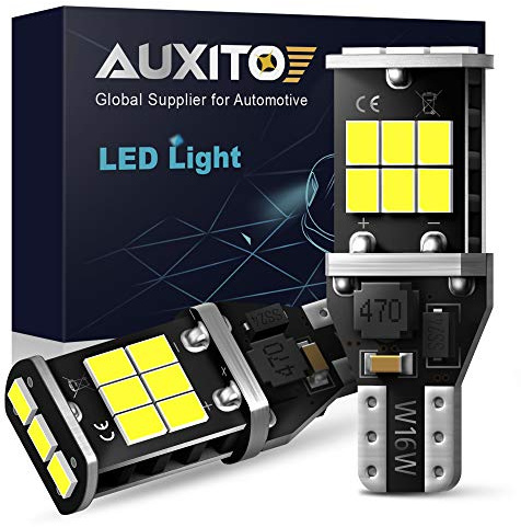 AUXITO 912 921 LED Bulb for Backup Light Reverse Lights High Power 2835 15-SMD Chipsets Error Free T15 906 922 W16W Bulbs, 6000K White, Exterior Light Bulbs (Upgraded, Pack of 2)
