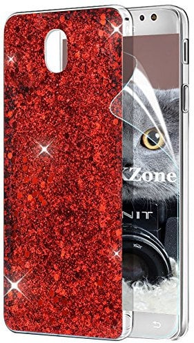 OKZone Funda Samsung Galaxy J7 2017, Cárcasa Brilla Glitter Brillante TPU Silicona Parachoque Teléfono Smartphone Móvil Case [Protección a Pantalla y Cámara] para Samsung Galaxy J7 2017 (Rojo)