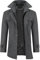 Allthemen Wintermantel Kurzmantel Herren Schwarz Wollmantel Stehkragen Herren Winter Mantel Warm Kurz Slim Fit Winterjacke Business Grau(gestepptes Innenfutter XXL