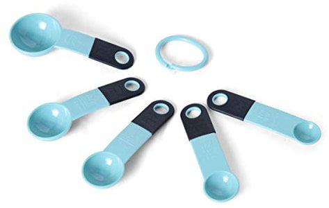 Measuring Spoons, Set Of 5, Aqua Sky