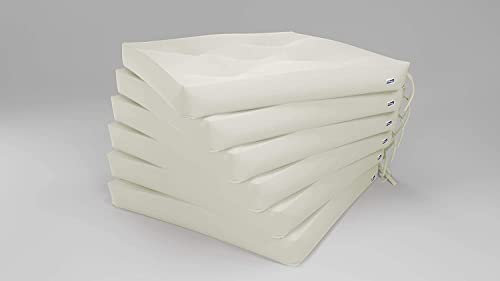 Rollmayer 6er Set Stuhlkissen mit Steppung Stuhlauflage Sitzkissen Sitzpolster Auflage für Stühle in Haus und Garten Kollektion Vivid (Ecru 2, 40x40x4cm)
