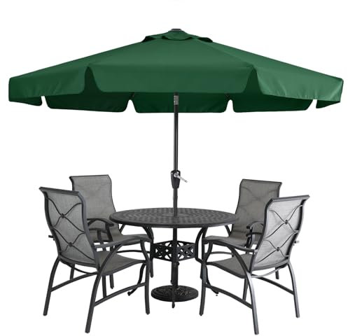 MasterCanopy 270 cm Sonnenschirm mit Volant Patioschirm Gartenschirm Terrassenschirm Tischschirm Martkschirm 8 Rippen, Dunkelgrün
