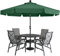 MasterCanopy 270 cm Sonnenschirm mit Volant Patioschirm Gartenschirm Terrassenschirm Tischschirm Martkschirm 8 Rippen, Dunkelgrün